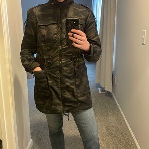 Camouflage rain jacket